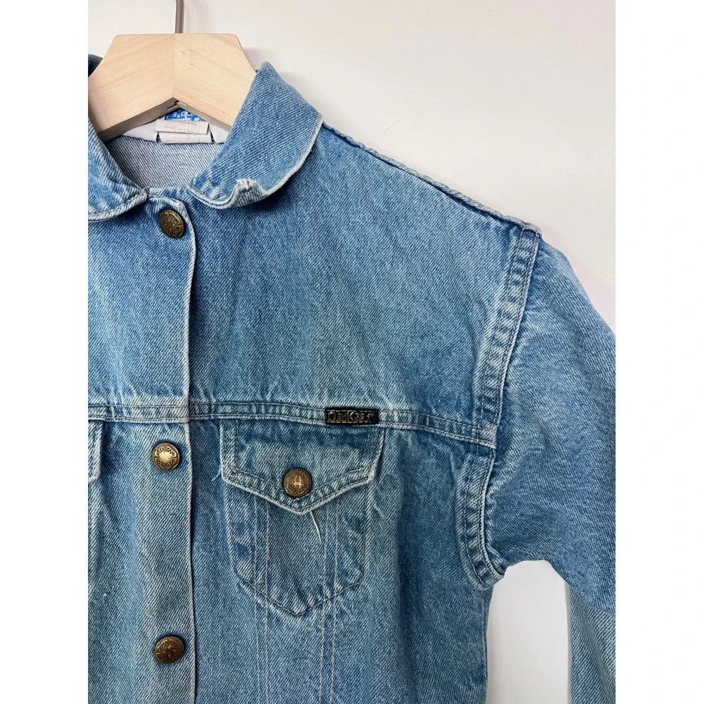 Vintage OshKosh B'gosh Kids Denim Jacket‎ Patches Canada Mickey Paris Size 6X